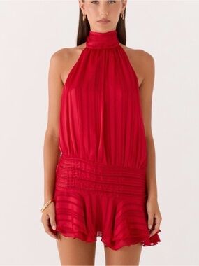 Peppermayo Red Halter Neck Mini Dress - Women Size 2